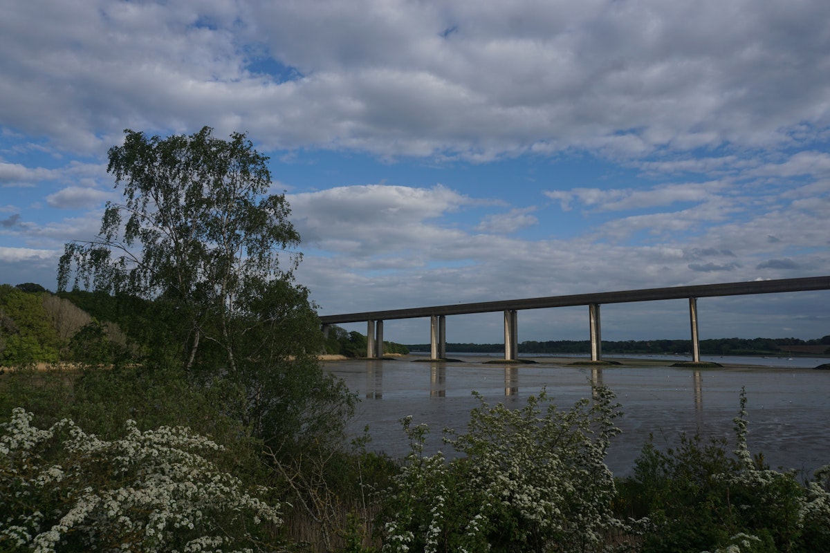 Orwell bridge over a blue skies background